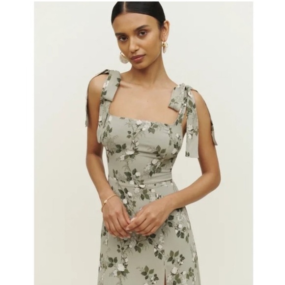 Reformation Floral Green twilight Dress. Size 8. - Picture 3 of 11